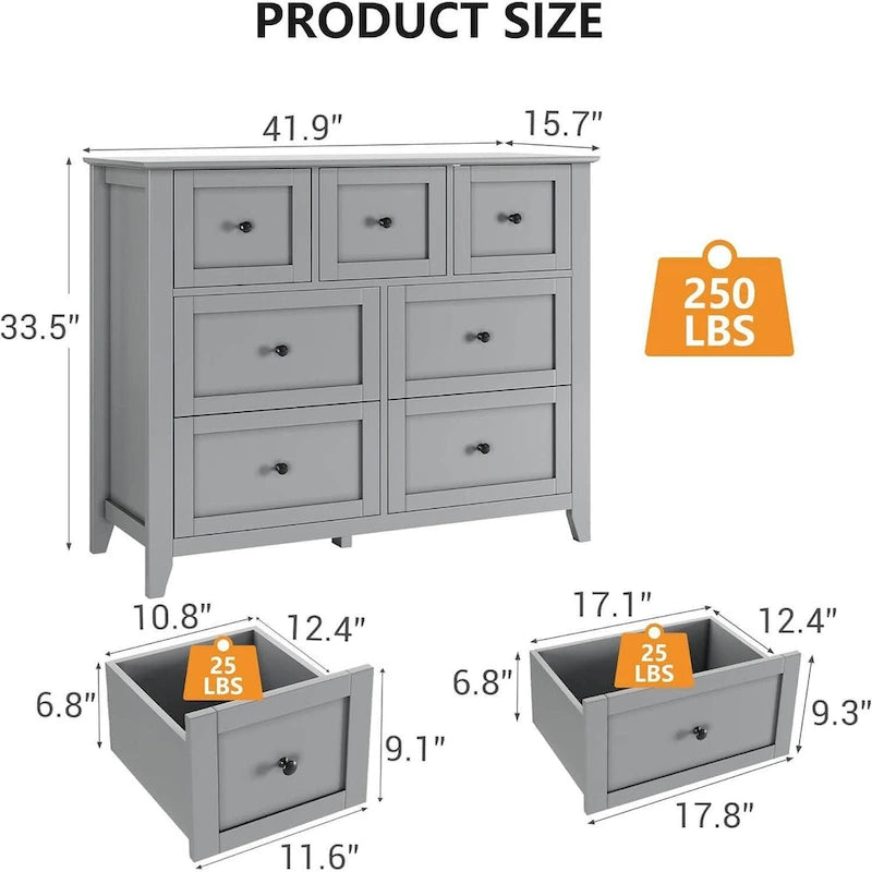 Modern Dresser for Bedroom with 7 Drawers
