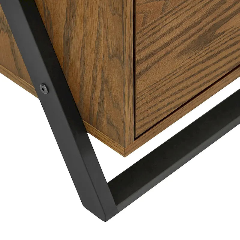 Eldersley Two-tone Black & Oak finish Nightstand by