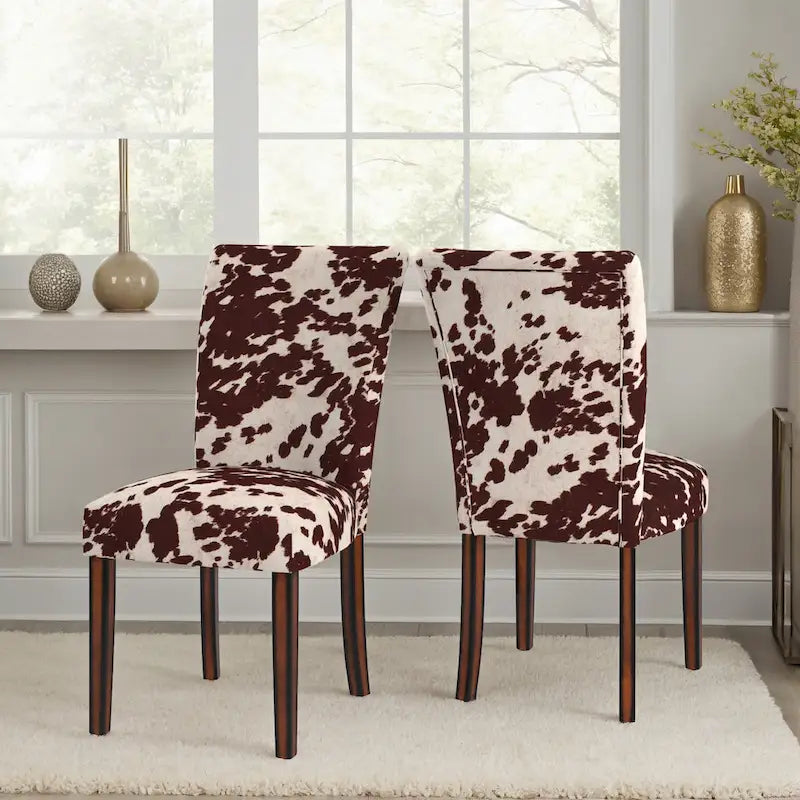 Dinant Cowhide Parsons Dining Chairs (Set of 2)