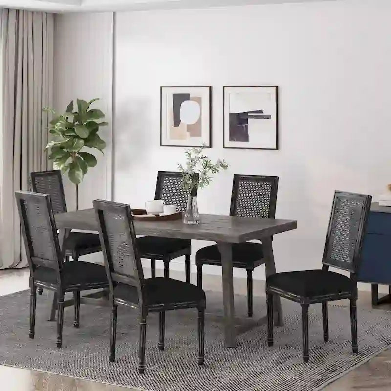 Regina French Country Wood and Cane Upholstered Dining Chair (Set of 6)