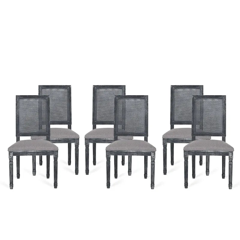Regina French Country Wood and Cane Upholstered Dining Chair (Set of 6)