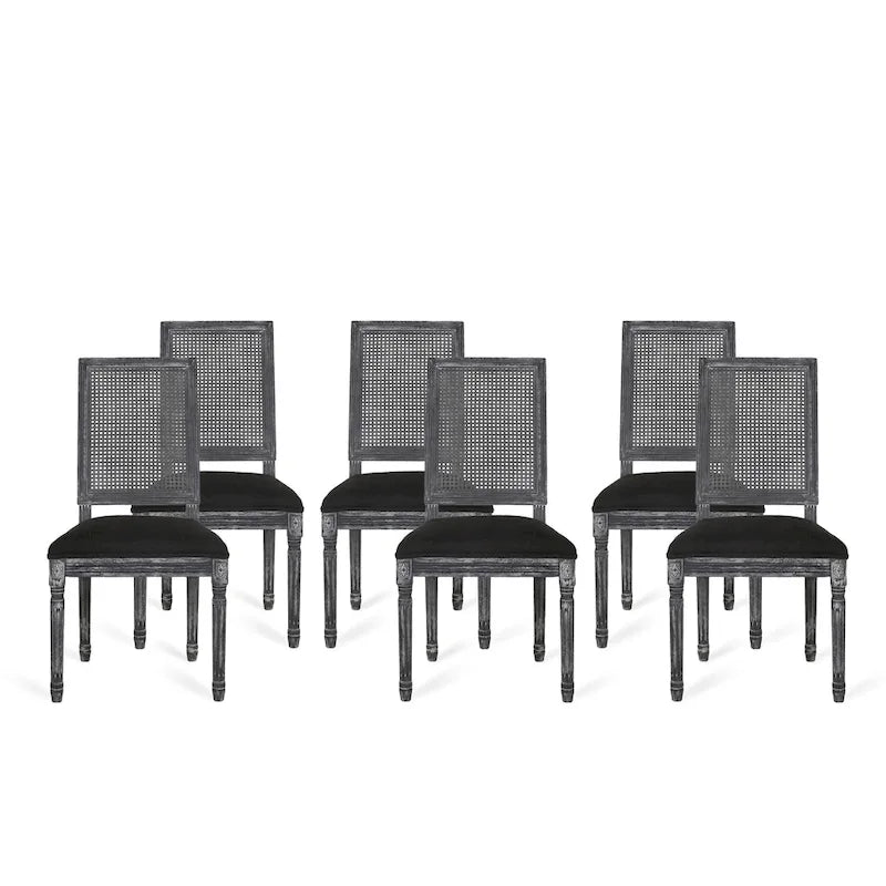 Regina French Country Wood and Cane Upholstered Dining Chair (Set of 6)
