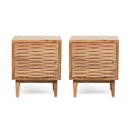 Eakins Handcrafted Boho Acacia Wood Nightstands (Set of 2) by