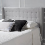 Kendrah Adjustable Full/Queen Wing-back Studded Fabric Headboard by