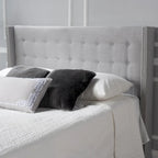 Kendrah Adjustable Full/Queen Wing-back Studded Fabric Headboard by 