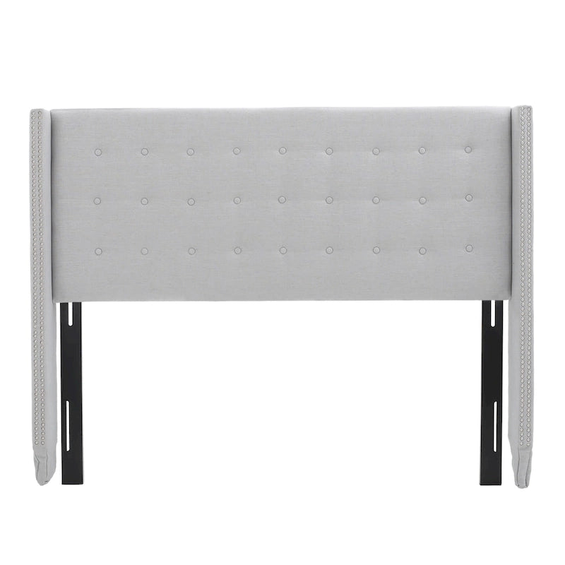 Kendrah Adjustable Full/Queen Wing-back Studded Fabric Headboard by