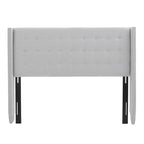 Kendrah Adjustable Full/Queen Wing-back Studded Fabric Headboard by