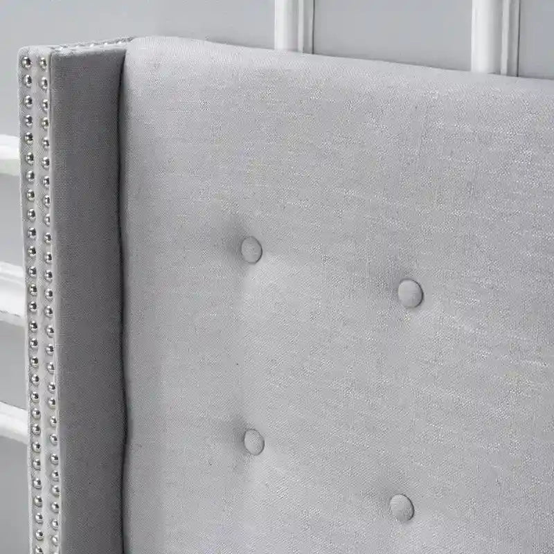 Kendrah Adjustable Full/Queen Wing-back Studded Fabric Headboard by