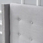 Kendrah Adjustable Full/Queen Wing-back Studded Fabric Headboard by