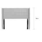 Kendrah Adjustable Full/Queen Wing-back Studded Fabric Headboard by
