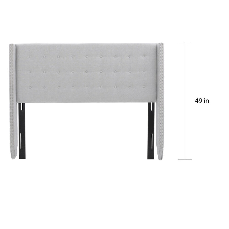 Kendrah Adjustable Full/Queen Wing-back Studded Fabric Headboard by