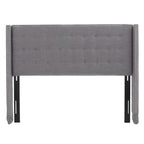 Kendrah Adjustable Full/Queen Wing-back Studded Fabric Headboard by