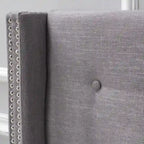Kendrah Adjustable Full/Queen Wing-back Studded Fabric Headboard by