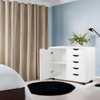 5-Drawer Wood Storage Dresser Cabinet with Wheels - Craft Organizer and Makeup Drawer Unit for Closet and Bedroom