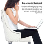 Velvet Dining Chairs Set of 2, Upholstered Tufted Nailhead Dining Room Chairs with Stainless Steel Legs & Lion Head Pull Ring