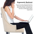 Velvet Dining Chairs Set of 2, Upholstered Tufted Nailhead Dining Room Chairs with Stainless Steel Legs & Lion Head Pull Ring