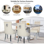 Velvet Dining Chairs Set of 2, Upholstered Tufted Nailhead Dining Room Chairs with Stainless Steel Legs & Lion Head Pull Ring