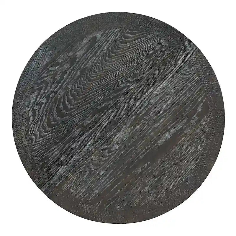 Wooden Round Drop Leaf Extendable Dining Table Set with 4 Upholstered Chairs