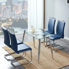 Lot de 4 chaises de salle à manger modernes, chaises d'appoint à dossier haut avec pieds en métal chromé en forme de C