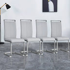 Lot de 4 chaises de salle à manger modernes, chaises d'appoint à dossier haut avec pieds en métal chromé en forme de C