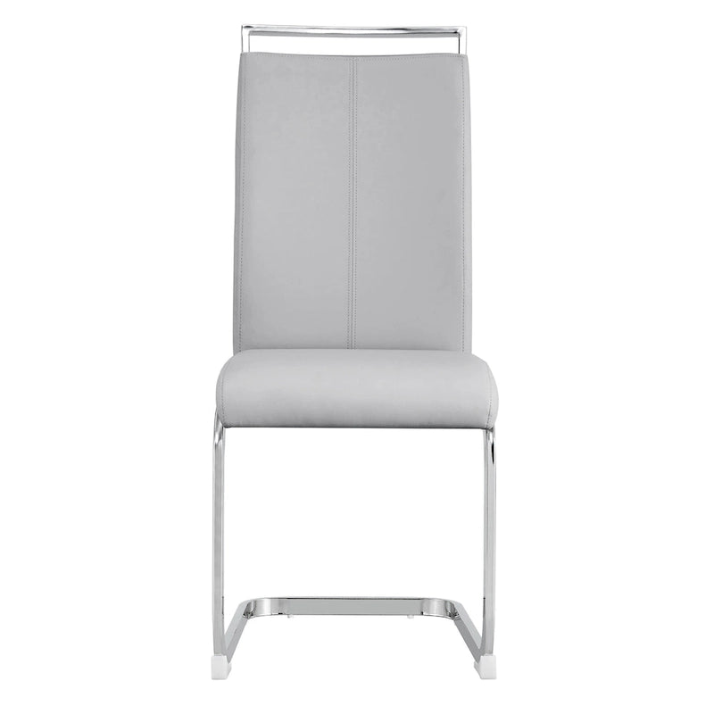 Lot de 4 chaises de salle à manger modernes, chaises d'appoint à dossier haut avec pieds en métal chromé en forme de C