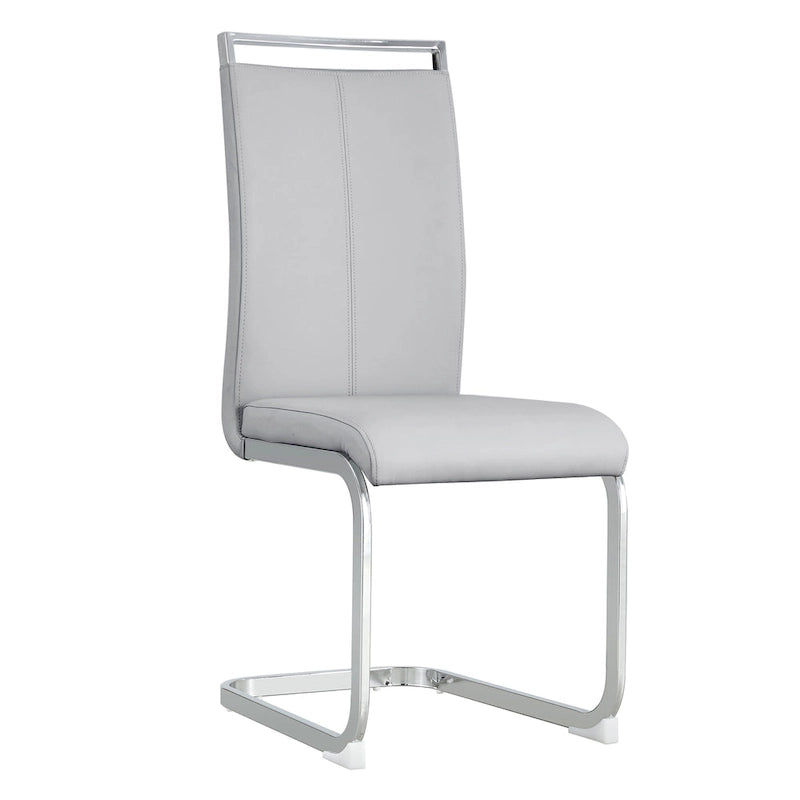 Lot de 4 chaises de salle à manger modernes, chaises d'appoint à dossier haut avec pieds en métal chromé en forme de C