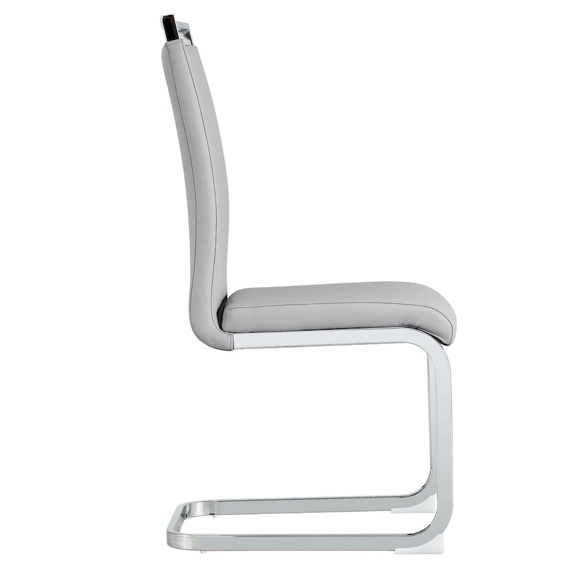 Lot de 4 chaises de salle à manger modernes, chaises d'appoint à dossier haut avec pieds en métal chromé en forme de C