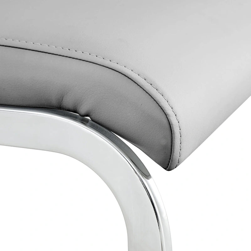 Lot de 4 chaises de salle à manger modernes, chaises d'appoint à dossier haut avec pieds en métal chromé en forme de C