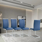 Lot de 4 chaises de salle à manger modernes, chaises d'appoint à dossier haut avec pieds en métal chromé en forme de C
