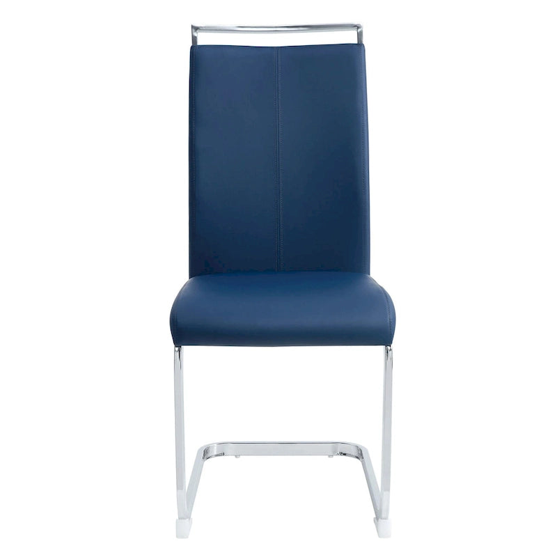 Lot de 4 chaises de salle à manger modernes, chaises d'appoint à dossier haut avec pieds en métal chromé en forme de C