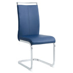 Lot de 4 chaises de salle à manger modernes, chaises d'appoint à dossier haut avec pieds en métal chromé en forme de C