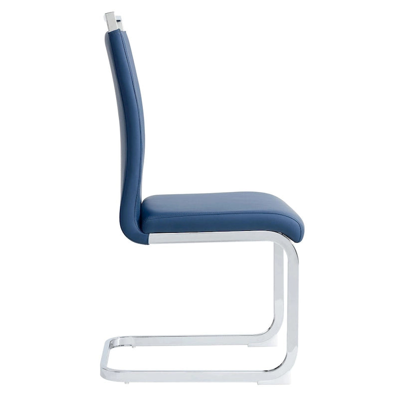 Lot de 4 chaises de salle à manger modernes, chaises d'appoint à dossier haut avec pieds en métal chromé en forme de C
