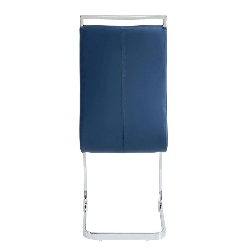 Lot de 4 chaises de salle à manger modernes, chaises d'appoint à dossier haut avec pieds en métal chromé en forme de C