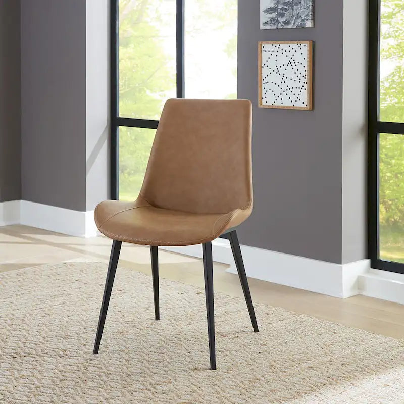 Nicoya Upholstered Dining Chair in Buckskin Synthetic Leather and Black - 34x 36.1x 23