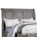 Demi King Size Bed, Sleigh Headboard, 2 Storage Drawers, Oak Gray Wood