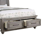 Demi King Size Bed, Sleigh Headboard, 2 Storage Drawers, Oak Gray Wood