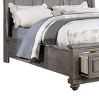 Demi King Size Bed, Sleigh Headboard, 2 Storage Drawers, Oak Gray Wood
