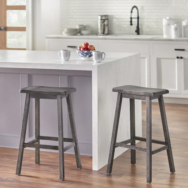 Tabourets de bar à hauteur de comptoir Marney Rubberwood de 24 pouces (lot de 2)