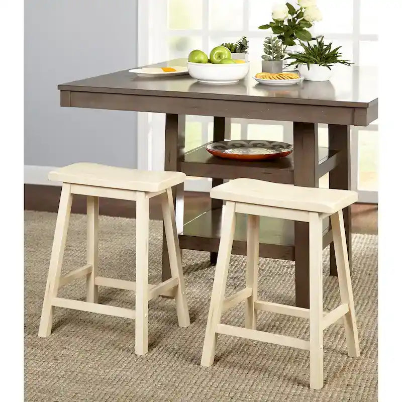 Tabourets de bar à hauteur de comptoir Marney Rubberwood de 24 pouces (lot de 2)