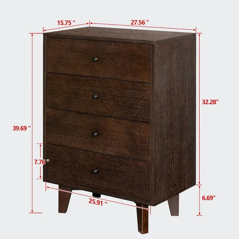 4 drawer dresser with retro round handle