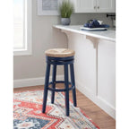 Tabouret de bar pivotant à 360 degrés Maya Backless de 79 cm avec assise en jonc de mer