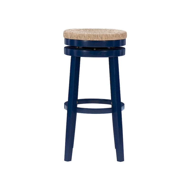 Tabouret de bar pivotant à 360 degrés Maya Backless de 79 cm avec assise en jonc de mer