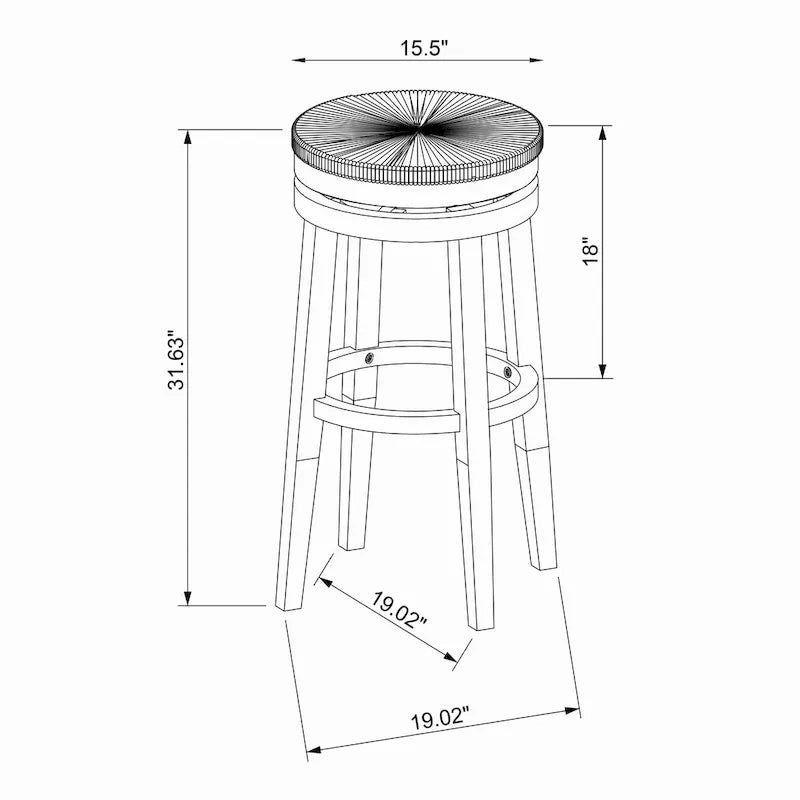 Tabouret de bar pivotant à 360 degrés Maya Backless de 79 cm avec assise en jonc de mer