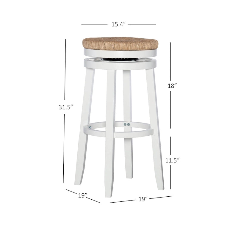 Tabouret de bar pivotant à 360 degrés Maya Backless de 79 cm avec assise en jonc de mer