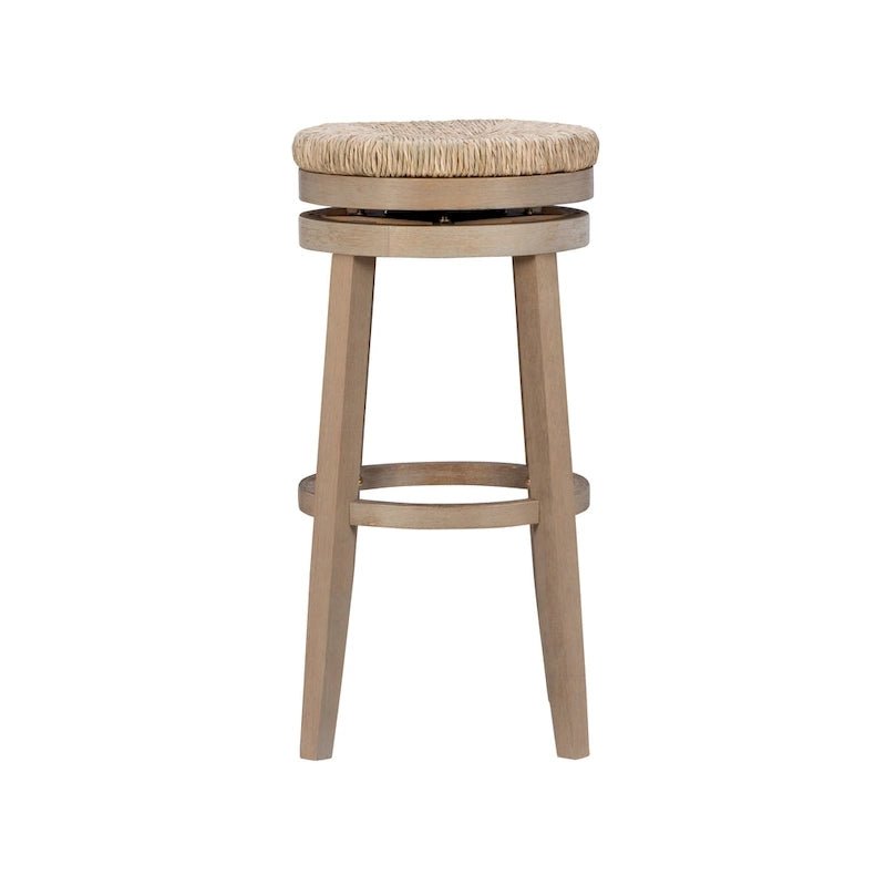 Tabouret de bar pivotant à 360 degrés Maya Backless de 79 cm avec assise en jonc de mer