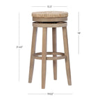 Tabouret de bar pivotant à 360 degrés Maya Backless de 79 cm avec assise en jonc de mer