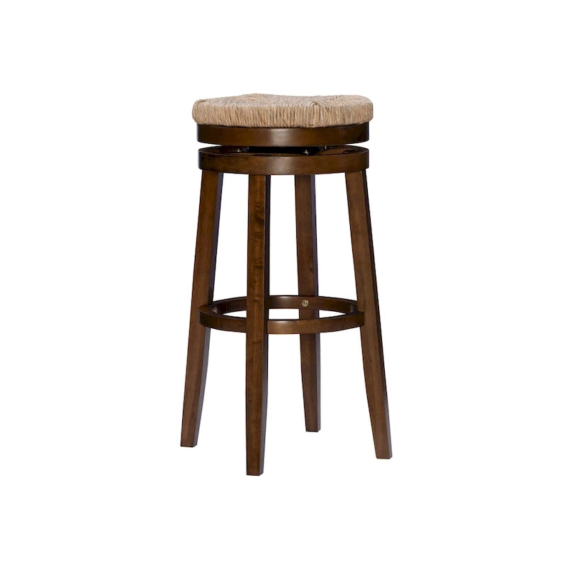 Tabouret de bar pivotant à 360 degrés Maya Backless de 79 cm avec assise en jonc de mer