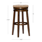Tabouret de bar pivotant à 360 degrés Maya Backless de 79 cm avec assise en jonc de mer