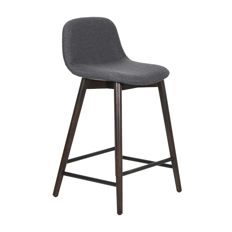 Tabouret de comptoir rembourré en bois massif avec repose-pieds par