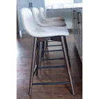 Tabouret de comptoir rembourré en bois massif avec repose-pieds par